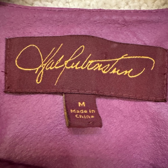 Vintage Hal Rubenstein Sz. L Purple Textured 100% Leather Jacket W/Pockets - Picture 9 of 14